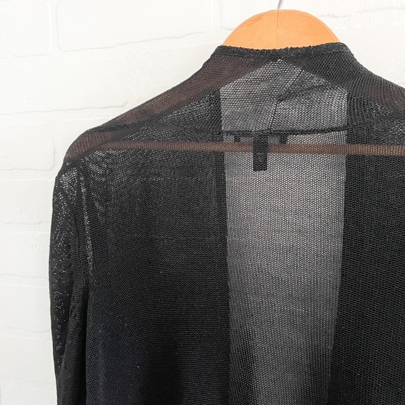 Eileen Fisher Open knit cardigan Linen blend beachy lightweight Black Sz 2X - Picture 12 of 13